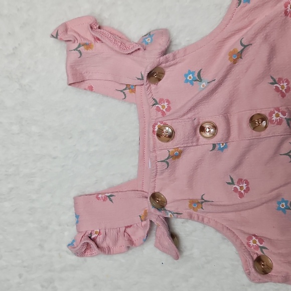 Nicole Miller Pink Floral Baby Overalls 12 Months - Picture 3 of 3